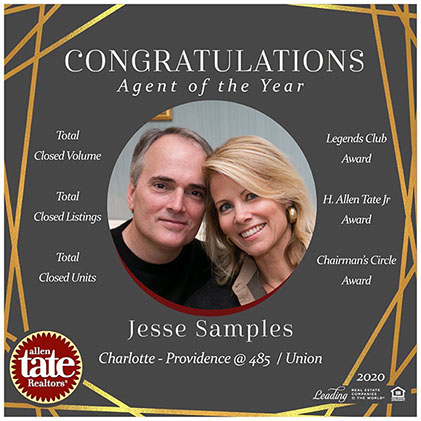 Jesse Samples is Agent of the Year for Allen Tate Realtors in NC & SC